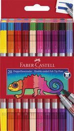 FABER-CASTELL Rotuladores de Doble Punta Fina y Gruesa, Estuche de 20 Unidades