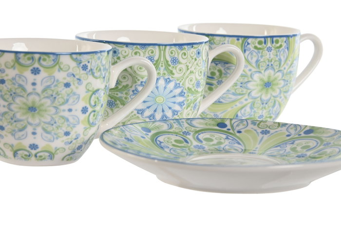 DKD Home Decor Conjunto de Taza y Platillo de Porcelana 90 ml Surtido de Colores