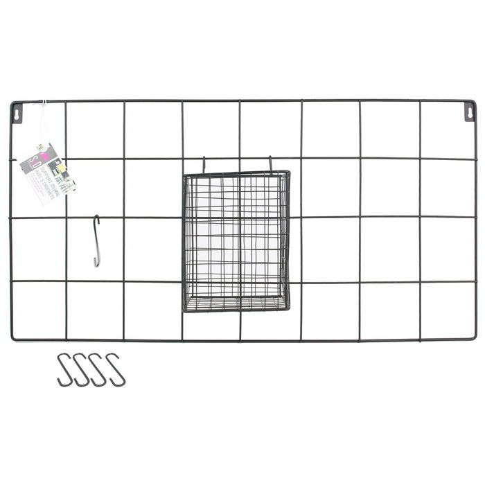 Home Deco Factory Mural Con Cesta Y 5 Ganchos Colección Good Deal 60x13x30 cm Home Deco Factory Mural Con Cesta Y 5 Ganchos Colección Good Deal 60x13x30 cm