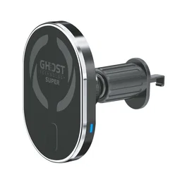 Celly GHOSTSUPERMAGCH - Soporte Magnético para Coche con Carga Inalámbrica Rápida, Compatible con iPhone, Sujeción a Rejilla de Ventilación, Negro