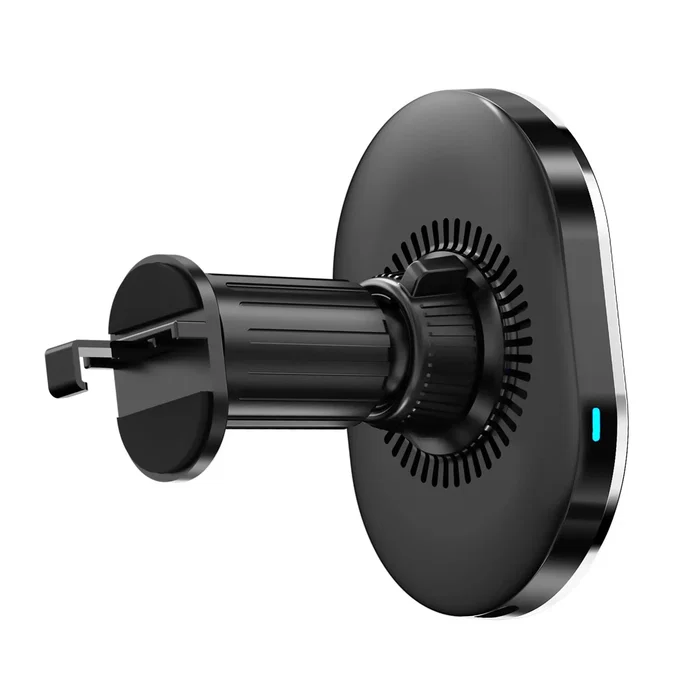 Celly GHOSTSUPERMAGCH - Soporte Magnético para Coche con Carga Inalámbrica Rápida, Compatible con iPhone, Sujeción a Rejilla de Ventilación, Negro