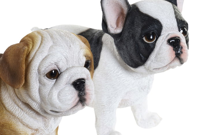 DKD Home Decor Figura Shabby Perro Resina Negro Marron Blanco 22 x 17 x 12 cm (4 Unidades)