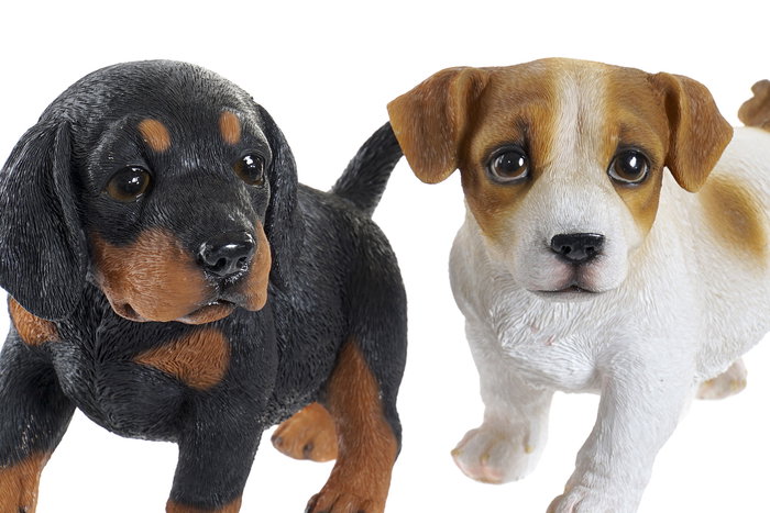 DKD Home Decor Figura Shabby Perro Resina Negro Marron Blanco 22 x 17 x 12 cm (4 Unidades)