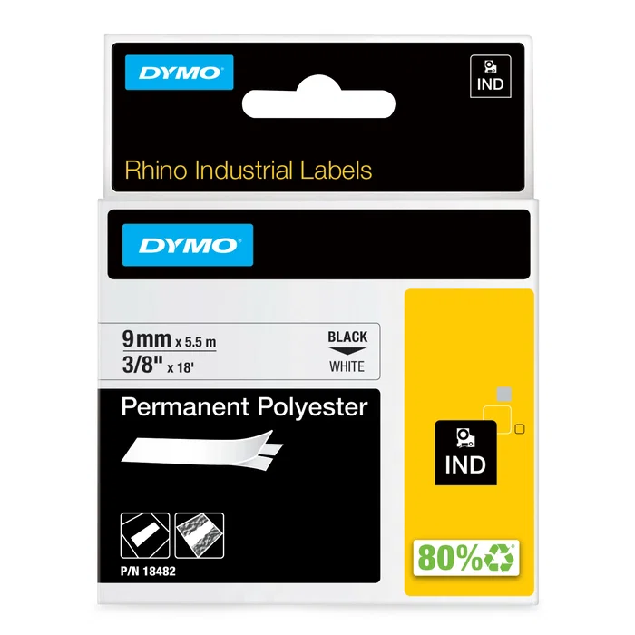 Dymo Rhino Cinta ID1-9 Negro/blanco Poliéster 9mm x 5,5m