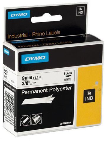 Dymo Rhino Cinta ID1-9 Negro/blanco Poliéster 9mm x 5,5m
