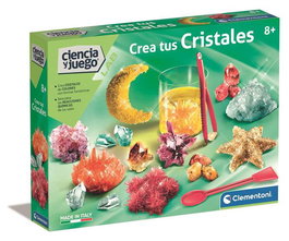 Clementoni Juego Crea tus Cristales - Laboratorio de Experimentos para Crear Cristales Blancos y de Colores, Dimensiones 37x28.1x6.5 cm, Recomendado para 8 Años