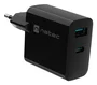 Natec NUC-2143 Cargador Rápido GaN 45W con Power Delivery 3.0 y Quick Charge 3.0 - 2 Puertos (1x USB-C + 1x USB-A) para Móvil, Negro