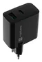 Natec NUC-2143 Cargador Rápido GaN 45W con Power Delivery 3.0 y Quick Charge 3.0 - 2 Puertos (1x USB-C + 1x USB-A) para Móvil, Negro
