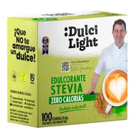 DULCILIGHT Edulcorante Stevia Zero 100 Sbrs Vegano, Sin Gluten, Apto Diabéticos, Keto y Cocinar