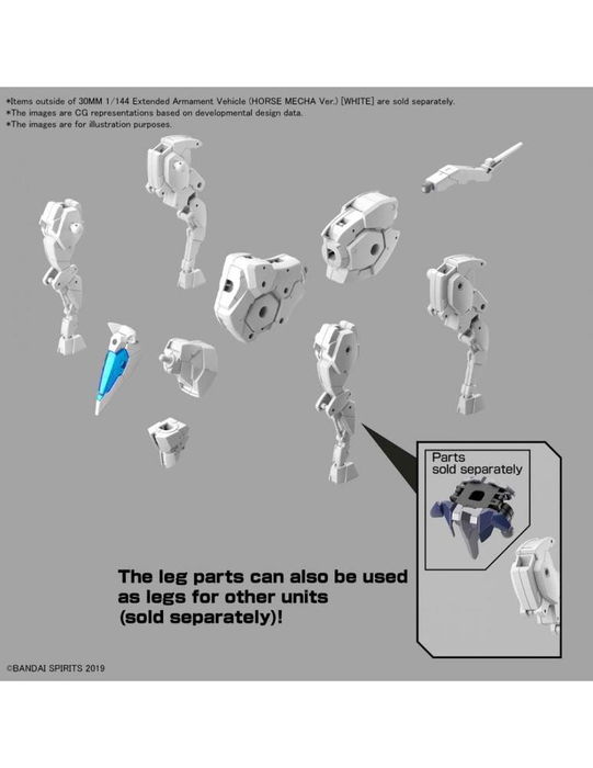 Bandai 30 Minutes Missions - 30MM EX ARM Vehi Horse Mecánico Blanco - Vehículo de Expansión / Kit de Modelo para Montar - Escala 1/144 - Compatible con la Serie