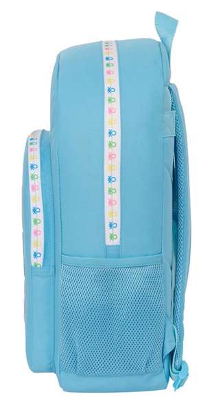 Mochila Escolar Benetton Spring Celeste 30 x 46 x 14 cm