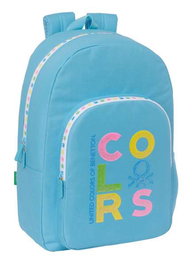 Mochila Escolar Benetton Spring Celeste 30 x 46 x 14 cm