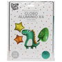 Party Time Juego 4 Globos Aluminio Dinosaurio Estrella Hoja Fiesta Decoracion