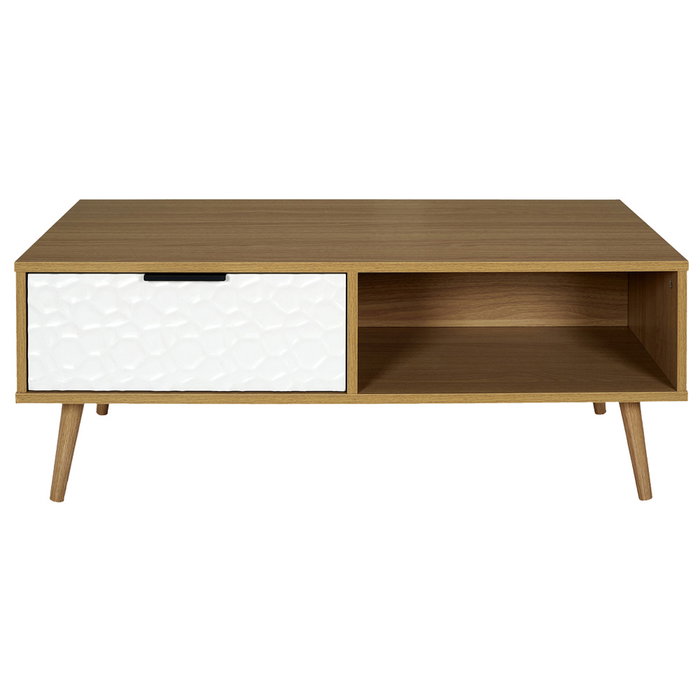 Home Deco Factory Mesa de Centro Bicolor con Cajón 100x50x38 cm