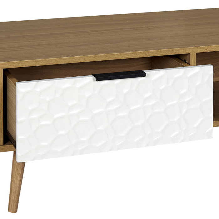Home Deco Factory Mesa de Centro Bicolor con Cajón 100x50x38 cm