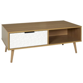 Home Deco Factory Mesa de Centro Bicolor con Cajón 100x50x38 cm