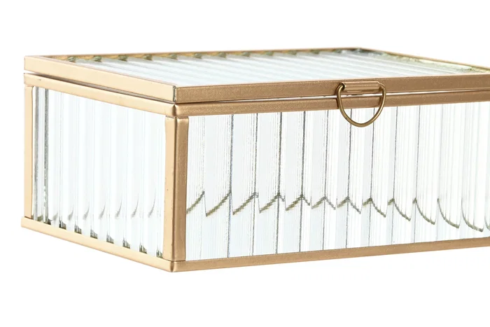 DKD Home Decor Joyero de Cristal y Metal Transparente y Dorado DKD Home Decor Joyero de Cristal y Metal Transparente y Dorado