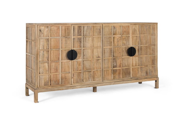 GINER Y COLOMER Aparador de Madera de Mango 4 Puertas, 175 cm de Largo, Acabado Natural, con Patas