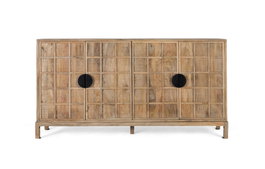 GINER Y COLOMER Aparador de Madera de Mango 4 Puertas, 175 cm de Largo, Acabado Natural, con Patas