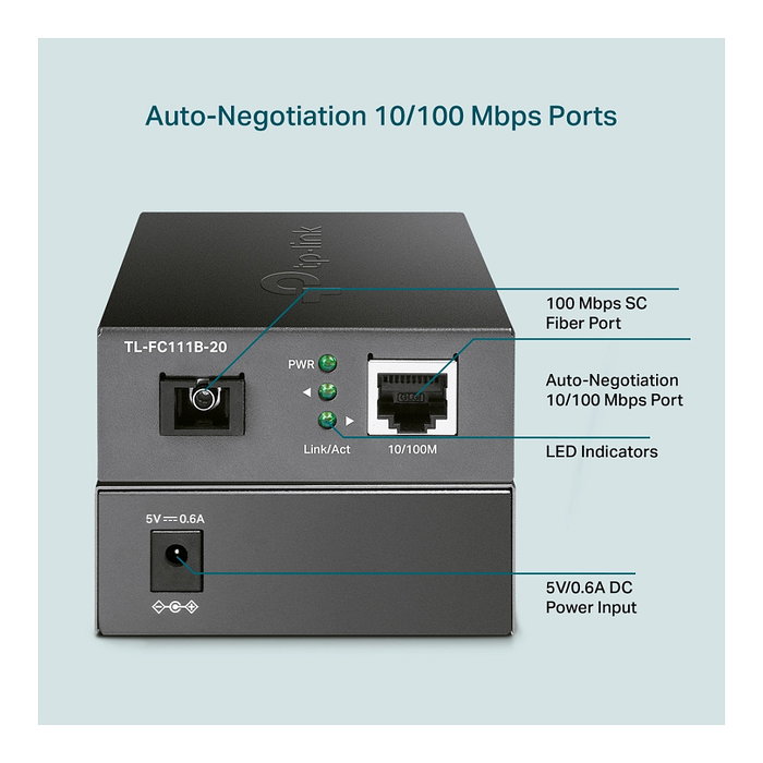 TP-Link TL-FC111B-20 Conversor de Medios WDM Monomodo 10/100 Mbps