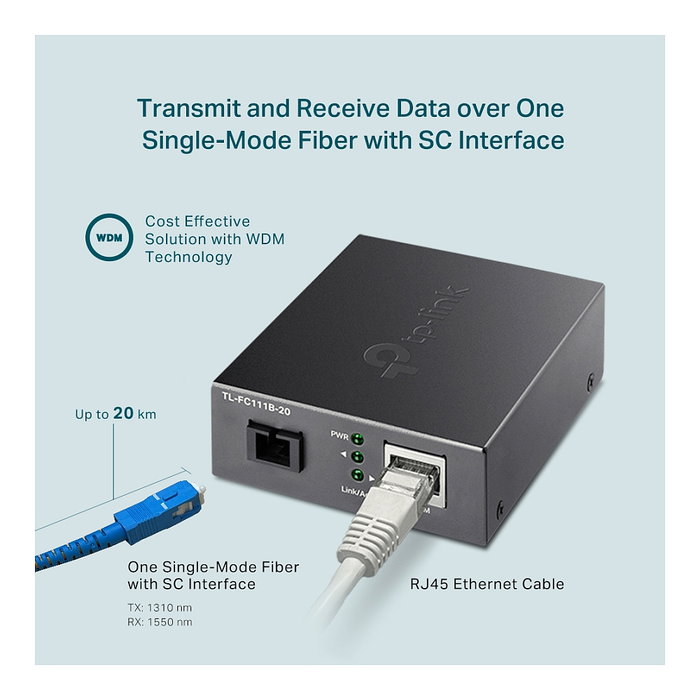 TP-Link TL-FC111B-20 Conversor de Medios WDM Monomodo 10/100 Mbps
