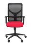 Silla de oficina Motilla con mecanismo Sincro tapizada con Tela color Rojo y malla color Negro. Equipada con lumbar 1D, Brazos 1D y Ruedas 65mm nailon