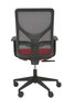 Silla de oficina Motilla con mecanismo Sincro tapizada con Tela color Rojo y malla color Negro. Equipada con lumbar 1D, Brazos 1D y Ruedas 65mm nailon