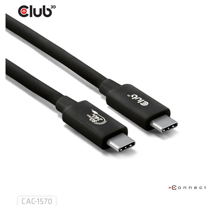 Club3D CAC-1570 Cable USB-C a USB-C USB4 Gen 2x2 80Gbps 1.2m Negro Club3D CAC-1570 Cable USB-C a USB-C USB4 Gen 2x2 80Gbps 1.2m Negro