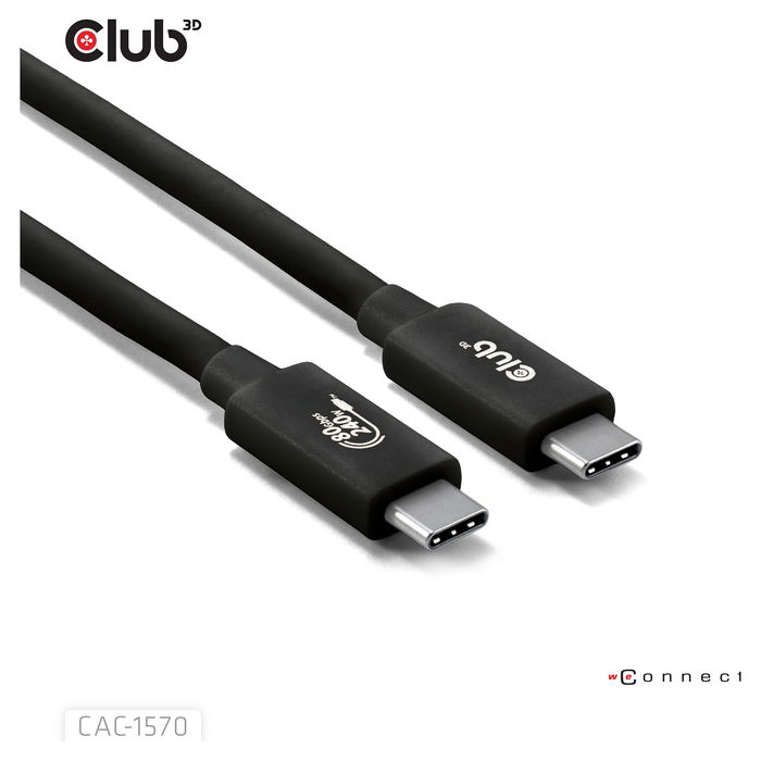 Club 3D Cable USB-C 80Gbps Certificado PD 240W/8K 240Hz 1.2 Metros Acero Inoxidable