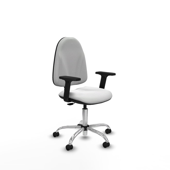 PIQUERAS Y CRESPO Silla de oficina Algarra, Tela Blanca, Base Cromada, Brazos 2D PIQUERAS Y CRESPO Silla de oficina Algarra, Tela Blanca, Base Cromada, Brazos 2D