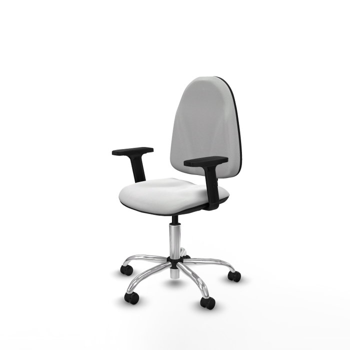 PIQUERAS Y CRESPO Silla de oficina Algarra, Tela Blanca, Base Cromada, Brazos 2D PIQUERAS Y CRESPO Silla de oficina Algarra, Tela Blanca, Base Cromada, Brazos 2D