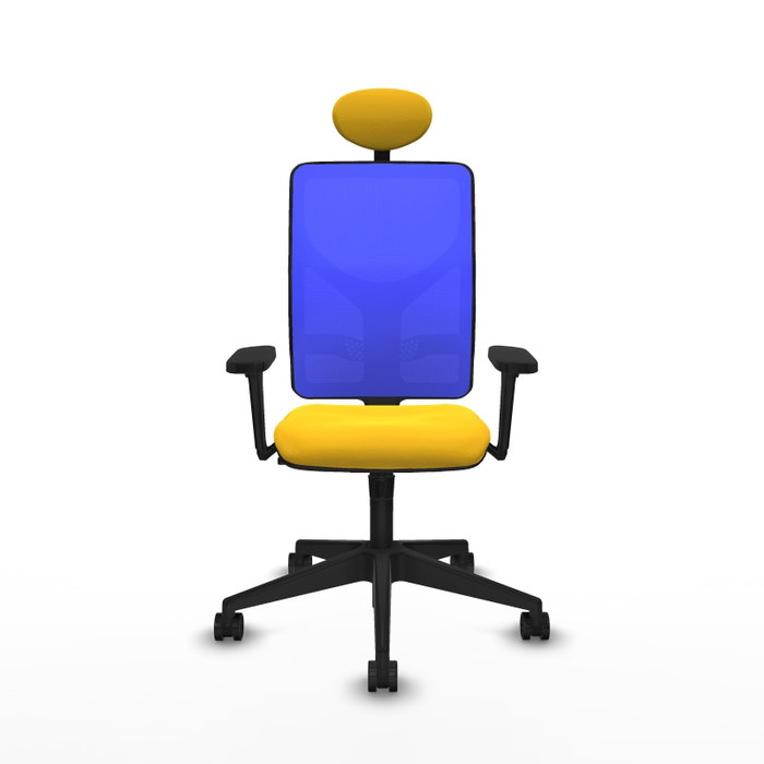 PIQUERAS Y CRESPO Silla de oficina Motilla con mecanismo Sincro, Amarillo y Azul