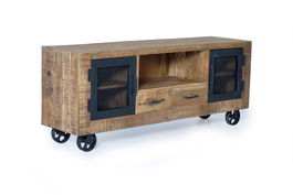 Giner y Colomer Mueble TV Industrial de Madera de Mango y Metal Natural 150 cm