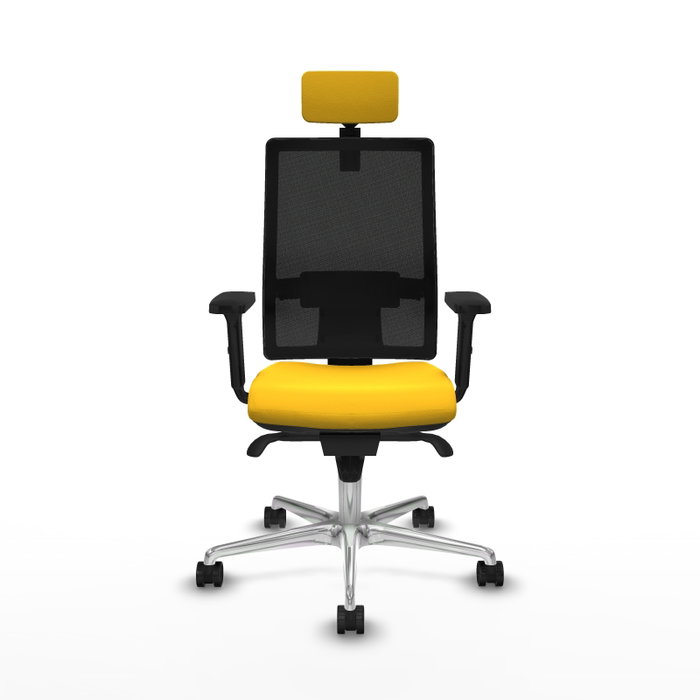 PIQUERAS Y CRESPO Silla de oficina Horna con mecanismo Sincro, Similpiel Amarillo y Malla Negro PIQUERAS Y CRESPO Silla de oficina Horna con mecanismo Sincro, Similpiel Amarillo y Malla Negro