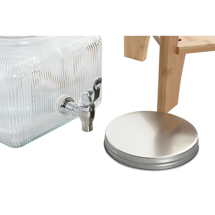 DKD Home Decor Dispensador de Bebidas de Cristal y Bambú 3,5L