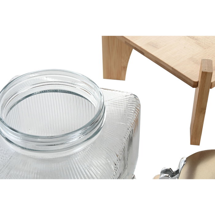 DKD Home Decor Dispensador de Bebidas de Cristal y Bambú 3,5L