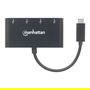 MANHATTAN USB-C Hub 4 Puertos USB 3.1 Gen 1, Modelo HB30C4AB, Negro, Transferencia 5 Gbps, Alimentado por Puerto USB, Cable de 0.2 m