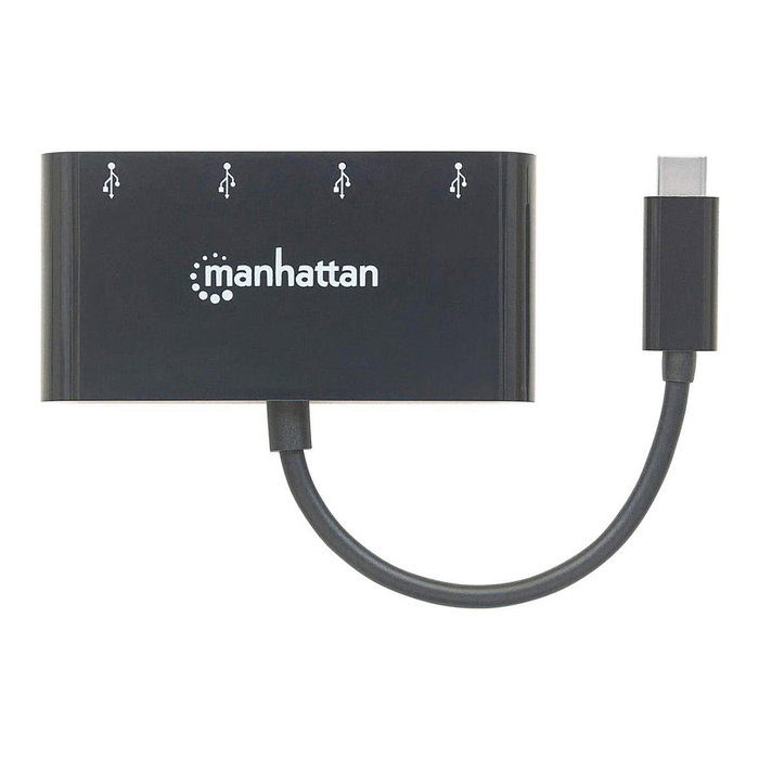 MANHATTAN Hub USB-C con 4 Puertos USB-A 5 Gbps Negro