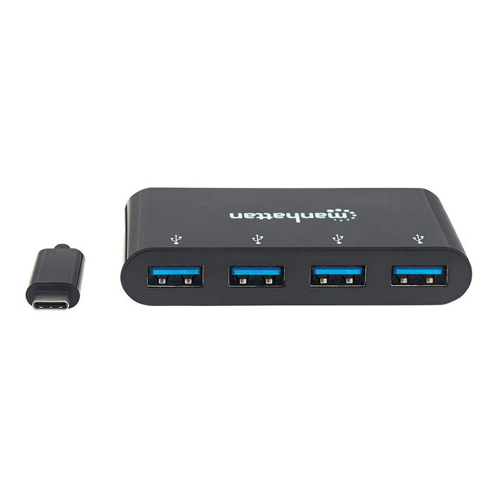 MANHATTAN Hub USB-C con 4 Puertos USB-A 5 Gbps Negro