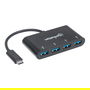 MANHATTAN USB-C Hub 4 Puertos USB 3.1 Gen 1, Modelo HB30C4AB, Negro, Transferencia 5 Gbps, Alimentado por Puerto USB, Cable de 0.2 m
