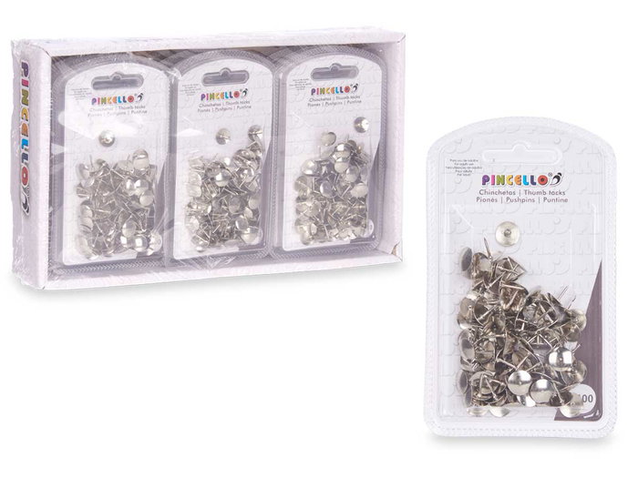 Pincello Set 100 Chinchetas Metálicas Metal 11.5 x 1.5 x 1 cm (Set de 24)