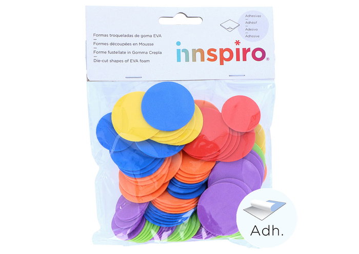 Innspiro Círculos de Goma EVA Adhesiva de 32mm y 42mm, 60 unidades