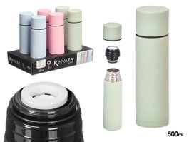 KINVARA Surtido de Termos de Acero Inoxidable Mate 500ml - 3 Colores
