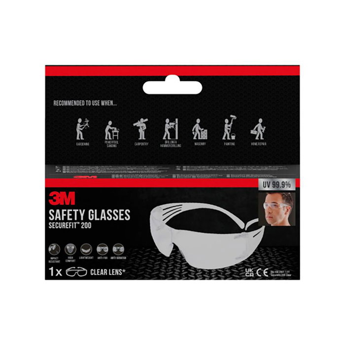 3M Gafas de Seguridad Securefit 200 Lente Incolora Antivaho Antiarañazos Resistente a Impactos Uso Exterior 3M Gafas de Seguridad Securefit 200 Lente Incolora Antivaho Antiarañazos Resistente a Impactos Uso Exterior