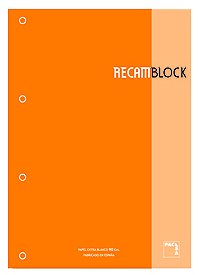 PACSA Recambio XBLOCK A4 80 Hojas 90g 4 Taladros Cuadriculado 5x5 Naranja Set de 5 PACSA Recambio XBLOCK A4 80 Hojas 90g 4 Taladros Cuadriculado 5x5 Naranja Set de 5
