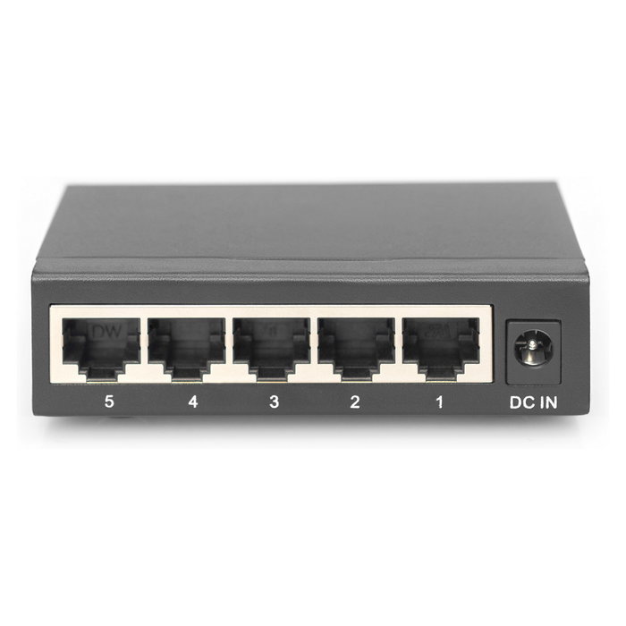 Digitus Conmutador Gigabit Ethernet de 5 Puertos, No Administrado (Unmanaged), Chasis Metálico, Full Duplex, Plug and Play, 10/100/1000 Mbps, 10 Gb/s de Capacidad de Conmutación