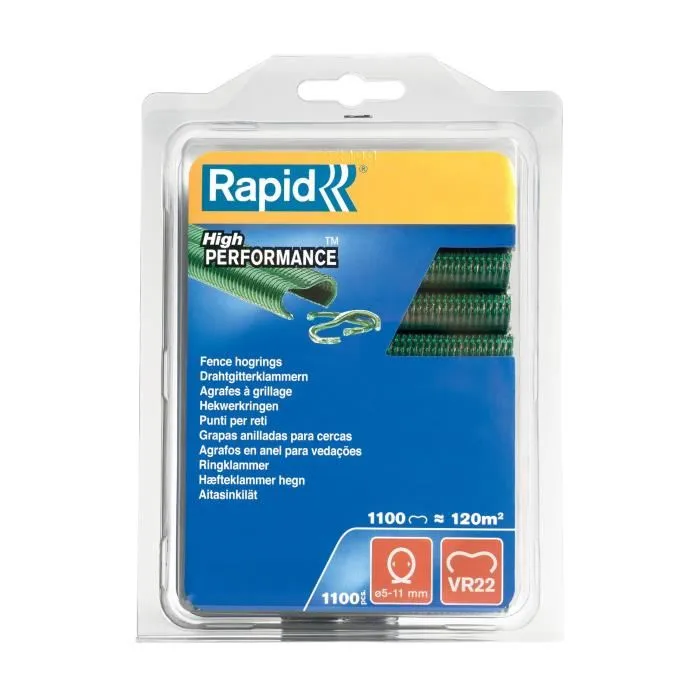 Rapid VR22 Agraf Wire Mesh Clip - Grapas Laminadas en Verde - 1100 Unidades