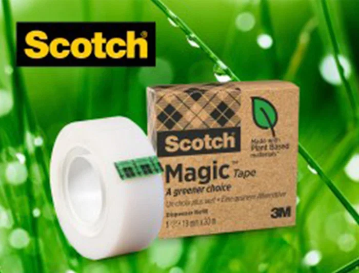 Scotch Cinta Adhesiva Magic Invisible Eco, 33 m x 19 mm, 100% Reciclado, Invisible para Embalar, Pack de 9 Unidades