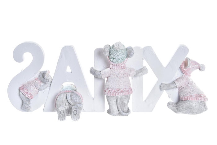 DKD Home Decor Figura Navidad Fantasia Rosa Plateado 7.5 x 8 x 21.5 cm