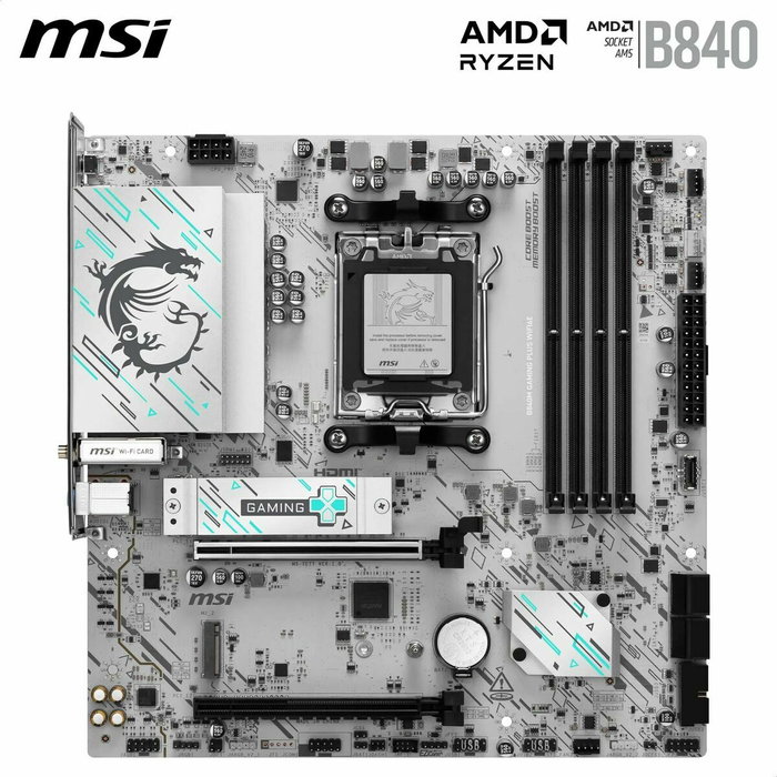 MSI B840M GAMING PLUS WIFI6E Blanco, AMD B840, Zócalo AM5, micro ATX